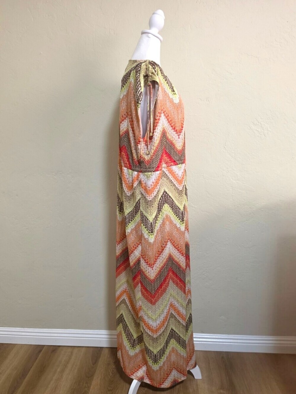 Chico's Textured-Chevron Tessa Maxi Summer Sun Dress Knit Colorful Crochet Boho - Picture 4 of 11